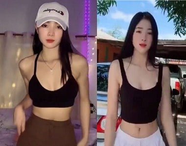 สาวที่มีเสน่ห์ใน Tiktok โชว์ภาพผีเสื้อสีชมพูเปียก